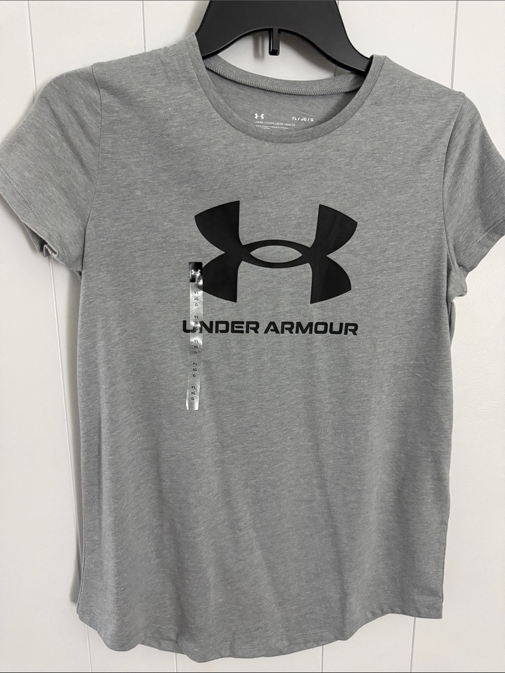 Under Armour Grey Tee with Black Logo - Girls' Short Sleeve
